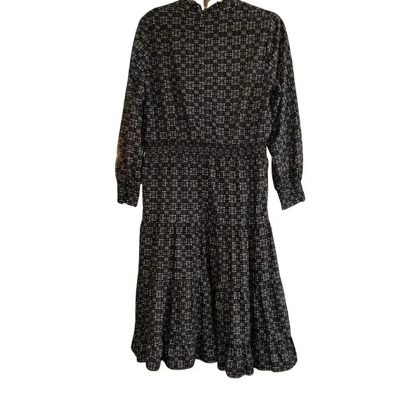 Draw Boho Peasant Long Sleeve Mock Neck Tiered Midi Dress Size Medium - Picture 5 of 8